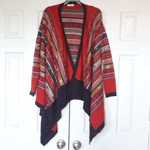 Anthropologie FREEWAY Open Front Waterfall Drape sweater wool blend size L